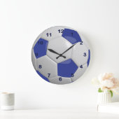 Grande Horloge Ronde Ballon de foot | bleu foncé (Maison)