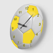 Grande Horloge Ronde Ballon de foot | jaune (Angle)