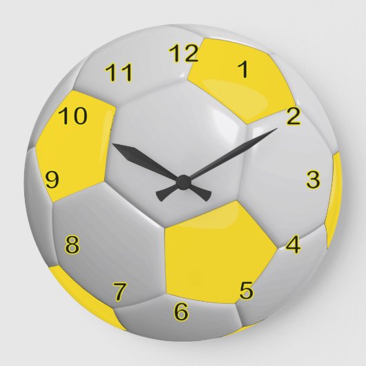 Grande Horloge Ronde Ballon de foot | jaune (Recto)