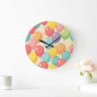 Grande Horloge Ronde Ballons de fête de différentes couleurs
