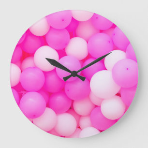 Grande Horloge Ronde Balloons Roses Festive Design Arrière - plan.
