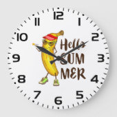 Grande Horloge Ronde Banane cool Bonjour été drôle Fruit tropical (Recto)