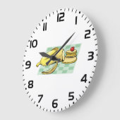 Grande Horloge Ronde Banane et Pancakes Petit déjeuner Plat (Angle)