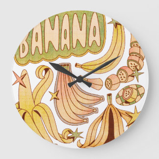 Grande Horloge Ronde Banane / Illustration de banane
