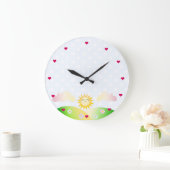 Grande Horloge Ronde Bande dessinée mignonne de kawaii du soleil (Maison)