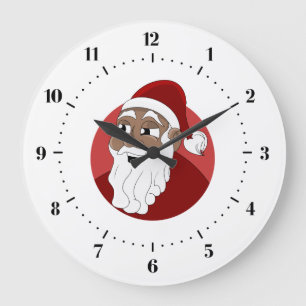 Grande Horloge Ronde Bande dessinée noire du père noël