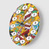 Grande Horloge Ronde Bande dessinée Pop Art Explosions (Angle)