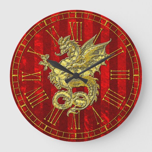 Grande Horloge Ronde Bande rouge de dragon d'or (Recto)