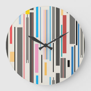 Grande Horloge Ronde Bandes colorées : Mélange Motif graphique