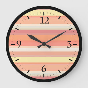 Grande Horloge Ronde Bandes rouges mignonnes orange