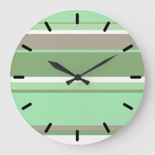 Grande Horloge Ronde Bandes vert pâle