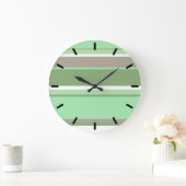 Grande Horloge Ronde Bandes vert pâle (Maison)