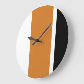 Grande Horloge Ronde Bandes verticales polites orange et noires moderne (Angle)