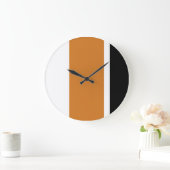 Grande Horloge Ronde Bandes verticales polites orange et noires moderne (Maison)
