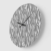Grande Horloge Ronde Bandes zébrées - Tons gris (Angle)