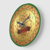 Grande Horloge Ronde Banjo ~ Scroll musical ~ "Joyeux Noël" (Angle)