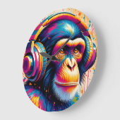 Grande Horloge Ronde Banksy DJ Monkey Gorilla Chimp (Angle)