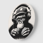 Grande Horloge Ronde Banksy DJ Monkey Gorilla Chimp (Angle)
