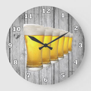 Grande Horloge Ronde Bar à bière en faux bois