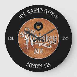 Grande Horloge Ronde Bar Whiskey de script élégant