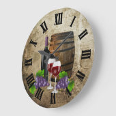 Grande Horloge Ronde Baril de vin et lunettes (Angle)