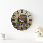 Grande Horloge Ronde Baril de vin et lunettes (Maison)