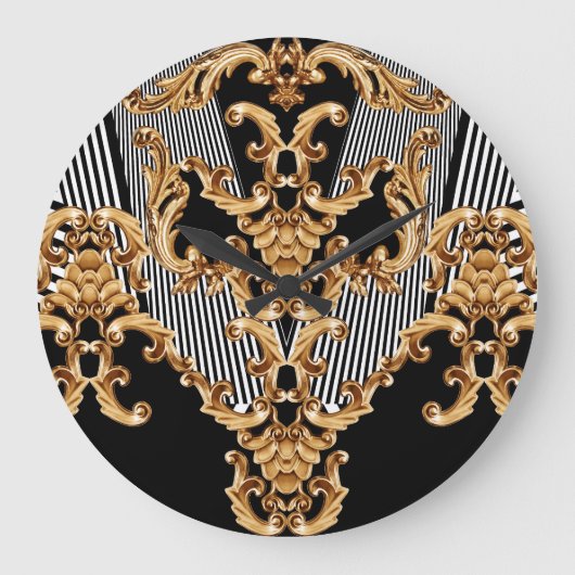 Grande Horloge Ronde Baroque doré, décoration complexe. (Recto)