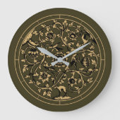 Grande Horloge Ronde Baroque Rococo Birds Animals Floral Wreath Print (Recto)