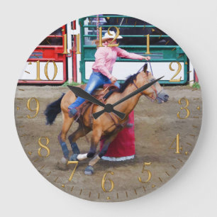Grande Horloge Ronde Barrel Racing Rodéo Conception I