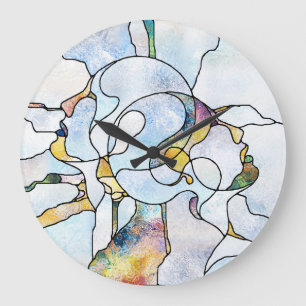 Grande Horloge Ronde Barres arc-en-ciel, unité en vitrail