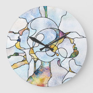 Grande Horloge Ronde Barres arc-en-ciel, unité en vitrail