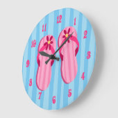 Grande Horloge Ronde Bascules électroniques roses (Angle)