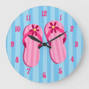 Grande Horloge Ronde Bascules électroniques roses