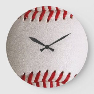 Grande Horloge Ronde Baseball et Softball Classiques Couture Rouge