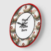 Grande Horloge Ronde Baseballs Votre Mur Photo Clock (Angle)