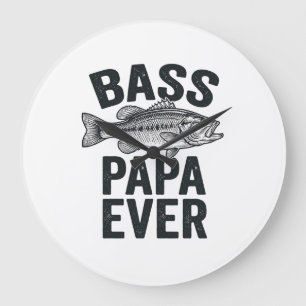 Grande Horloge Ronde Bass Papa Ever Vintage Fishing Dad Shirt Design_1