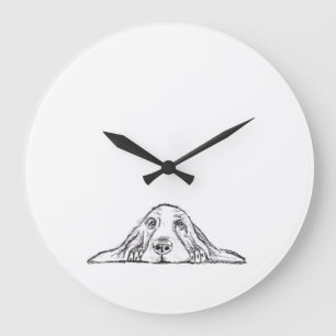 Grande Horloge Ronde basset blanc