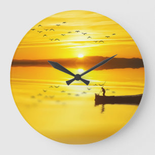 Grande Horloge Ronde Bateau traditionnel de pêcheurs Sunrise