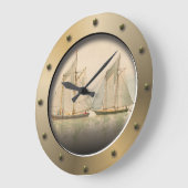 Grande Horloge Ronde Bateaux À Voile En Mer Navires D'Art Nautique Port (Angle)