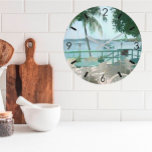 Grande Horloge Ronde Bateaux pittoresques Tropical Water Boats Palm Tre<br><div class="desc">LA JOURNÉE PARFAITE CARRIBEAN SEA SUN BATEAUX VACANCES TOUJOURS. . toute question de conception,  envoyez un courriel à charmdesignstudio@rcn.com et nous serons heureux de vous aider.</div>