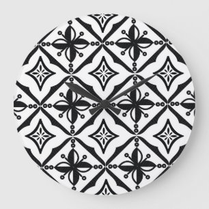 Grande Horloge Ronde Batik indonésien : Motifs Vintages.