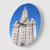 Grande Horloge Ronde Bâtiment de foie Liverpool (Angle)