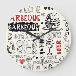 Grande Horloge Ronde BBQ fou : Art de gribouillis