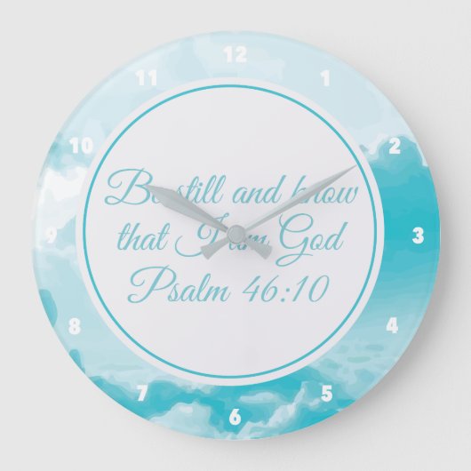 Grande Horloge Ronde Be Still and Know Beautiful Christian Bible Vers (Recto)