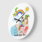 Grande Horloge Ronde Beach Bum Time Octopus Ocean Wave Clock (Angle)