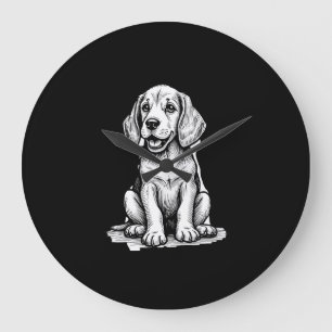 Grande Horloge Ronde Beagle chiot adorable, famille amoureux des animau