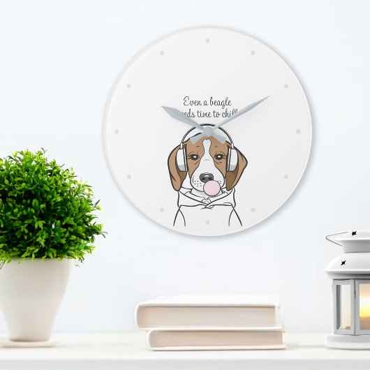 Grande Horloge Ronde Beagle de refroidissement avec Bubblegum mignon ch