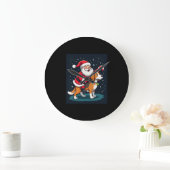 Grande Horloge Ronde Beagle Xmas Éclairage Père Noël équitation Beagle  (Maison)