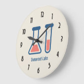 Grande Horloge Ronde Beaker & Test Tube Science Themed (Angle)
