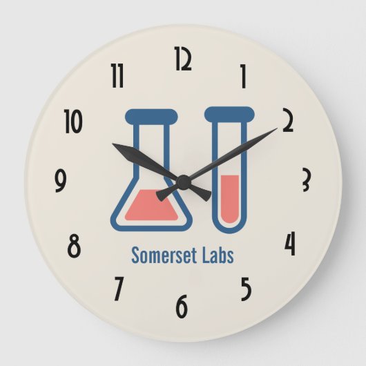 Grande Horloge Ronde Beaker & Test Tube Science Themed (Recto)